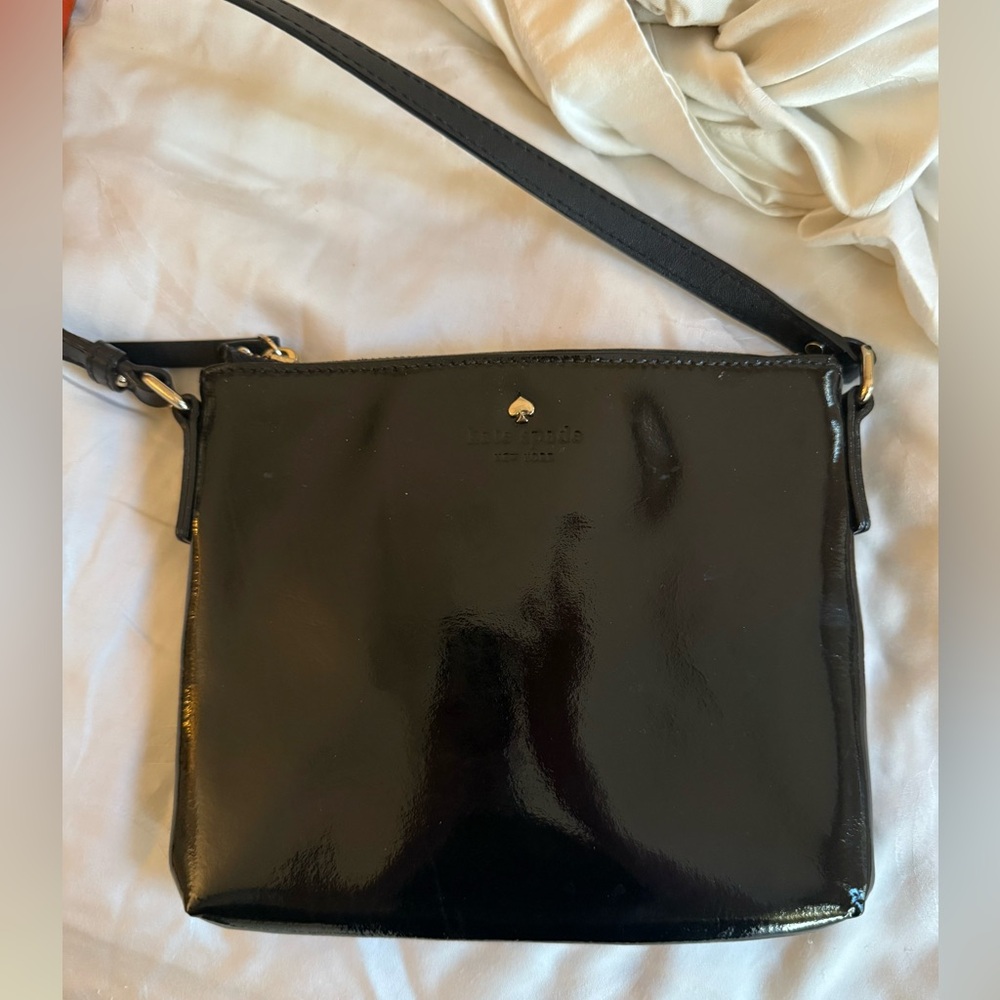Kate Spade Shiny Black Crossbody Bag Adjustable Strap